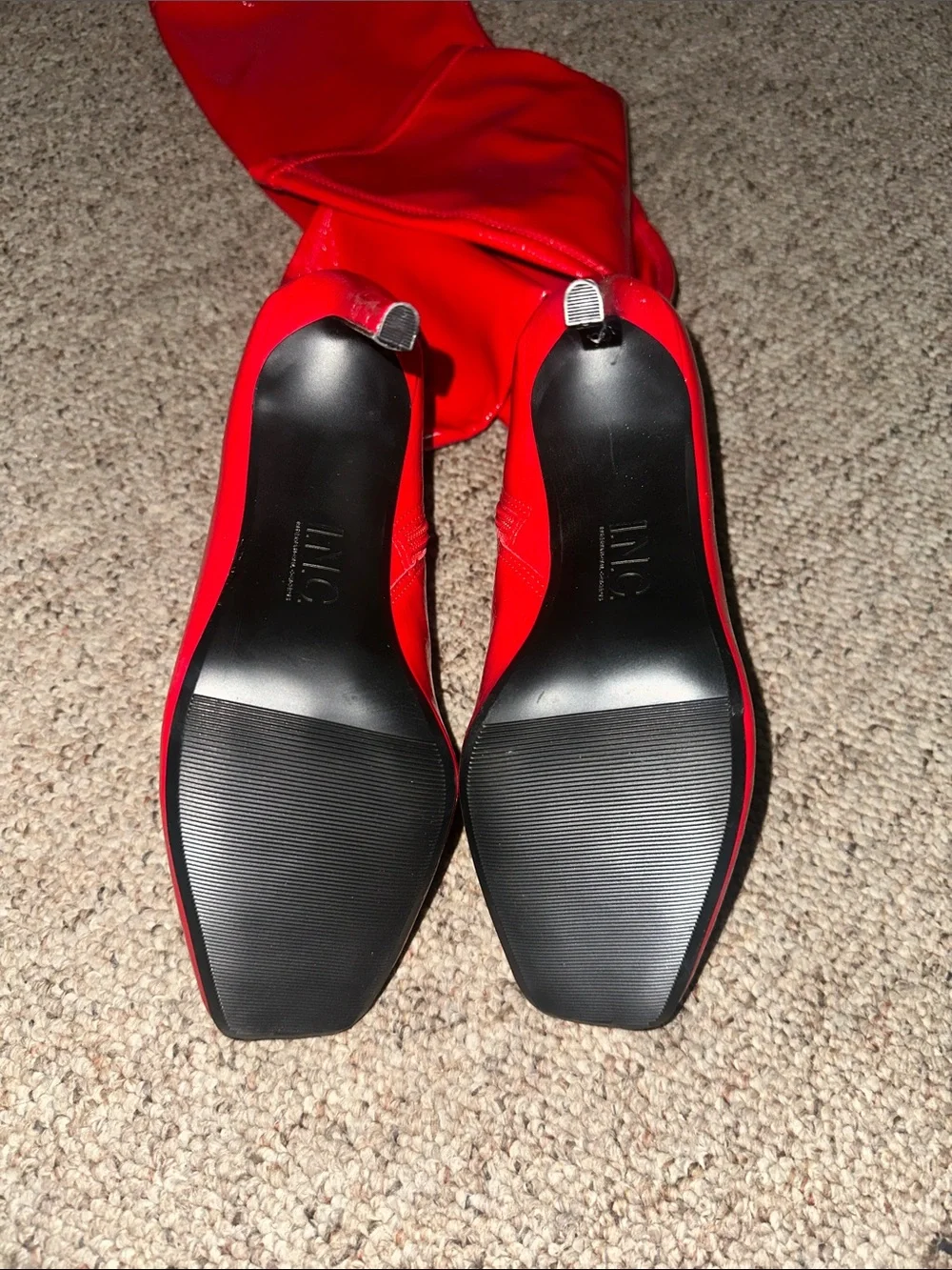 INC International Concepts Red Patent Over-the-Knee Stiletto Boots - Picture 2 of 2